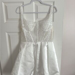 Chic White Embellished Mini Dress